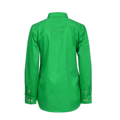 Workcraft WSL505 Ladies Lightweight Long Sleeve Half Placket Cotton Drill Shirt with Contrast Buttons