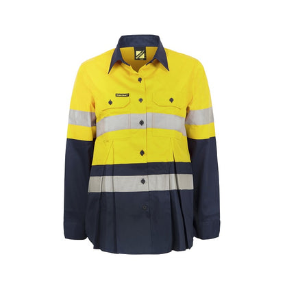 Workcraft WSL601 Maternity Lightweight HiVis Two Tone L/S Vented Cotton Drill Shirt