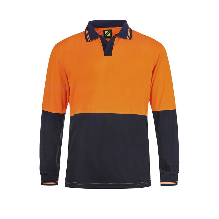 Workcraft WSP206 HiVis Two Tone Food Industry Long Sleeve Micromesh Polo with no Pocket or Buttons