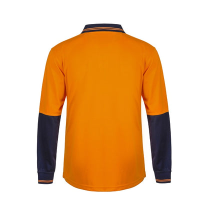 Workcraft WSP206 HiVis Two Tone Food Industry Long Sleeve Micromesh Polo with no Pocket or Buttons