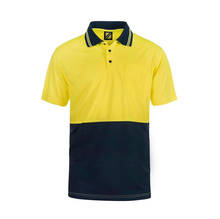 Workcraft WSP401 DISCONTINUED HiVis Two Tone Short Sleeve Cotton Back Polo with Pocket