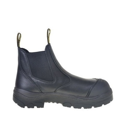 Black pull on Wide Steel Toe Cap Wide Load 490BPO Black Elastic Sided Safety Boots