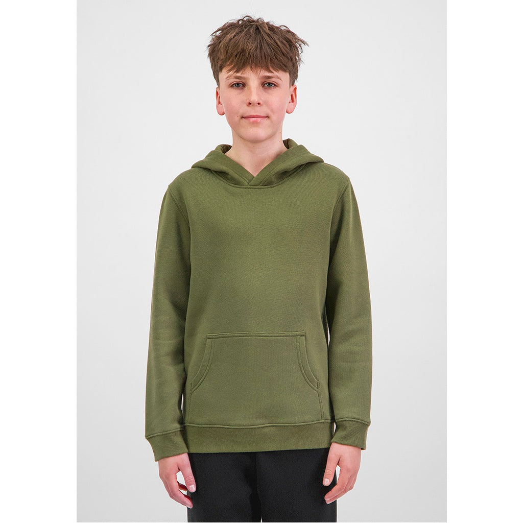 Person wearing a green hoodie on a white background