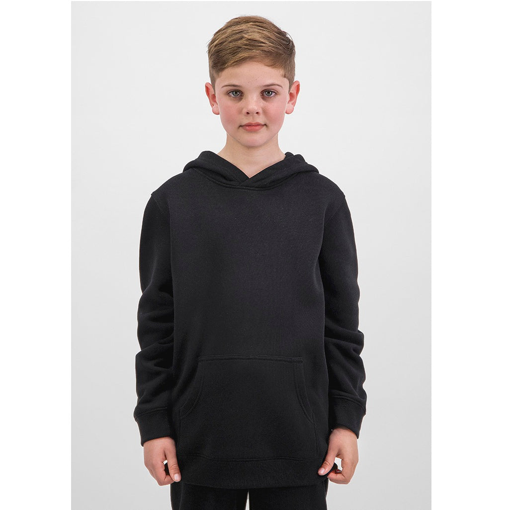Child wearing a black hoodie on a white background