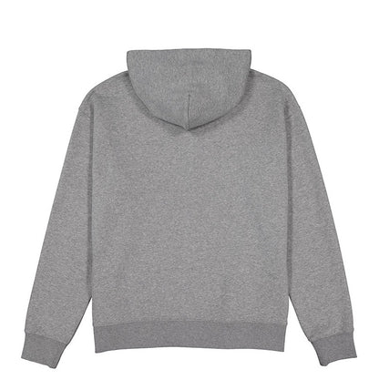 Gray hoodie shown from the back on a white background