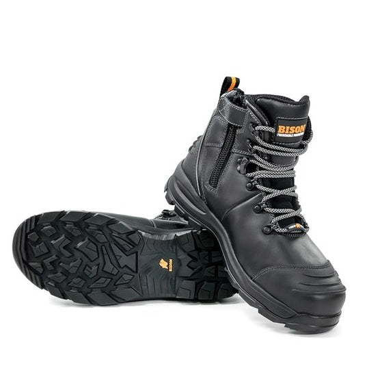 Bison XTLZBK Ankle Lace Up With Zip Safety Boots
