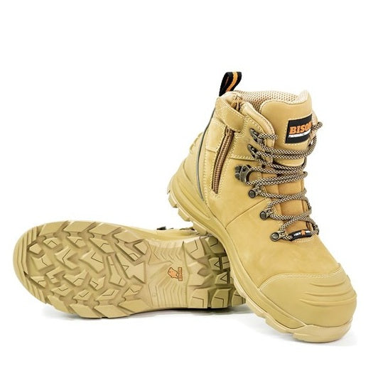 Bison XTLZWHE Ankle Lace Up With Zip Safety Boots