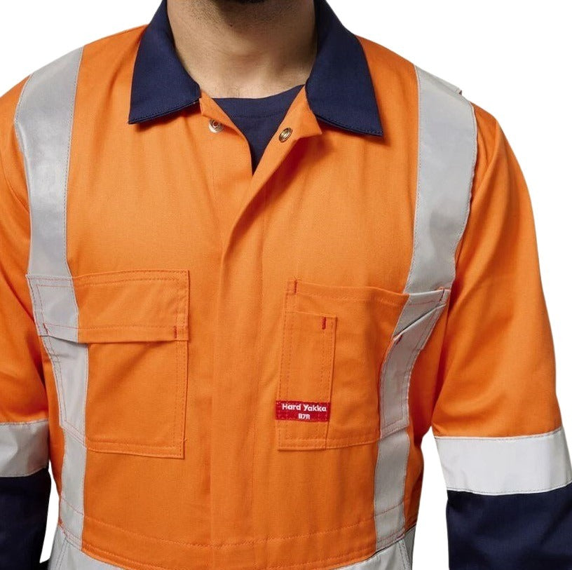 Hard Yakka Y00262 HiVis 2Tone Taped Drill Coveralls