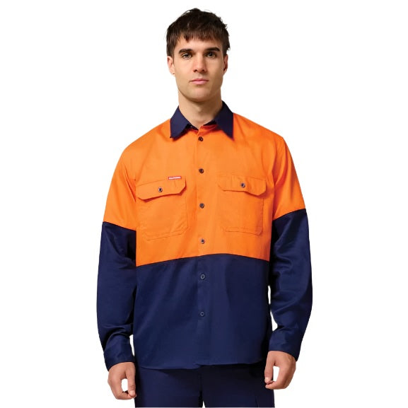 Hard Yakka Y04605 Core HiVis Long Sleeve Heavyweight Cotton Drill Shirt
