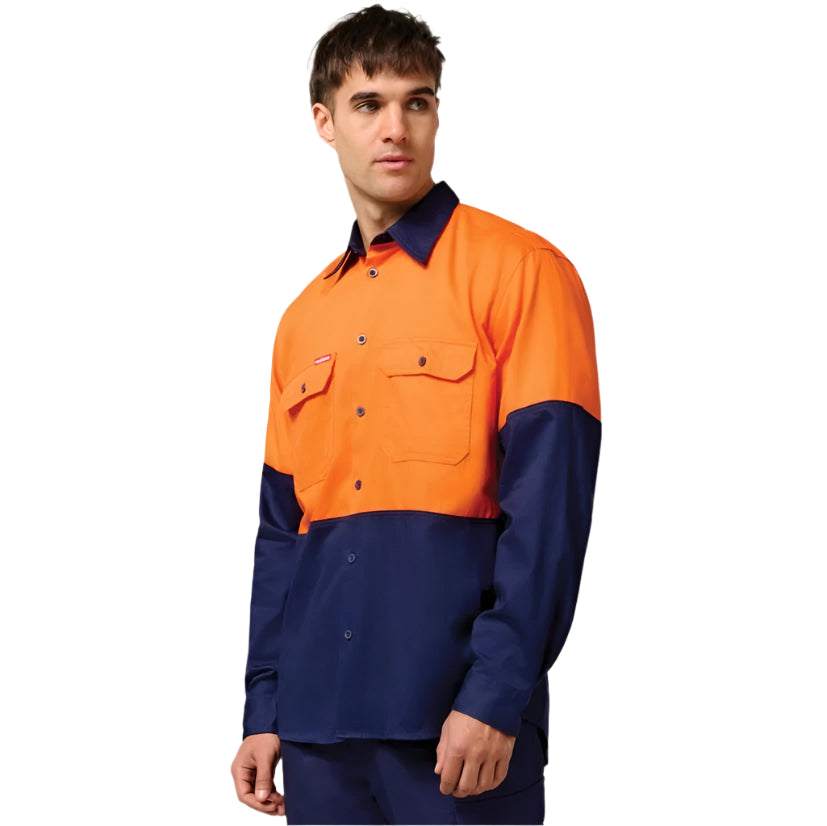 Hard Yakka Y04605 Core HiVis Long Sleeve Heavyweight Cotton Drill Shirt
