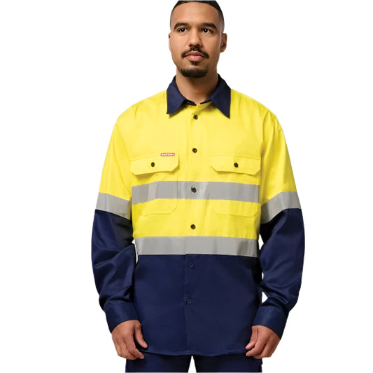 Hard Yakka Y04610 Core HiVis 2-Tone Taped Drill Shirt