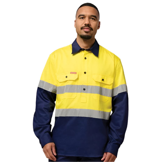 Hard Yakka Y04615 Core Hivis Long Sleeve Heavyweight Closed Front Taped Shirt