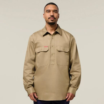 Hard Yakka Y07530 Long Sleeve Closed Front Cotton Drill Work Shirt