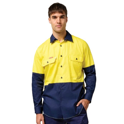 Hard Yakka Y07558 Koolgear HiVis 2-Tone Vented Long Sleeve Shirt
