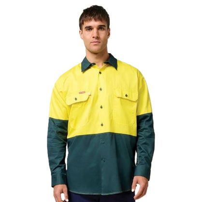 Hard Yakka Y07558 Koolgear HiVis 2-Tone Vented Long Sleeve Shirt