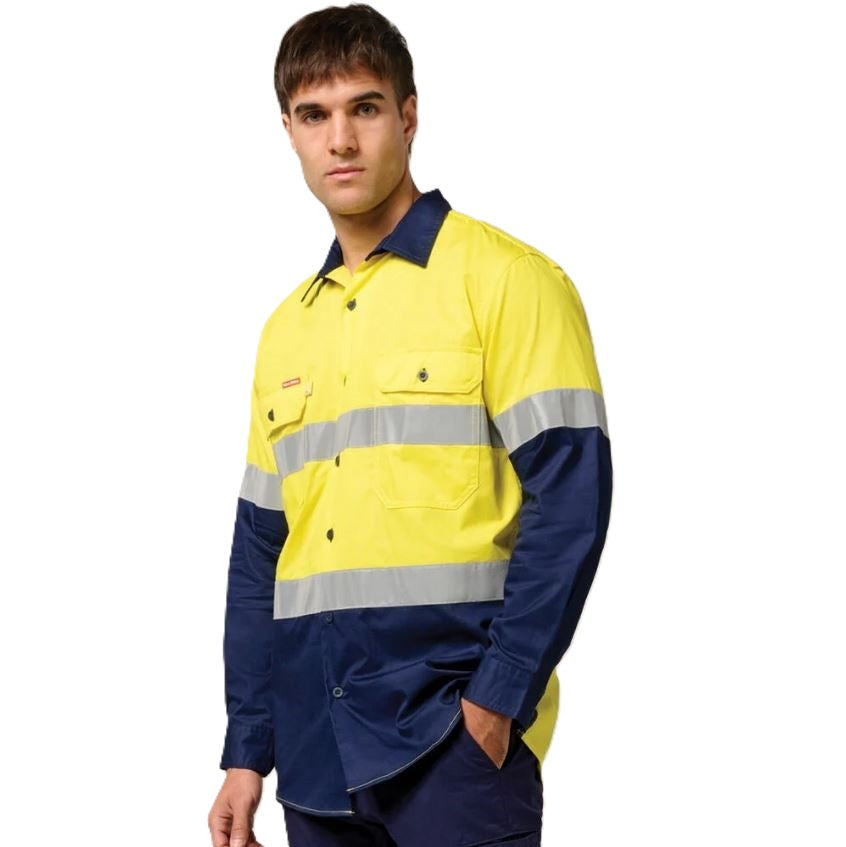 Hard Yakka Y07978 Koolgear HiVis 2-Tone Vented Long Sleeve Cotton Shirt