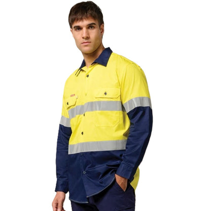 Hard Yakka Y07978 Koolgear HiVis 2-Tone Vented Long Sleeve Cotton Shirt