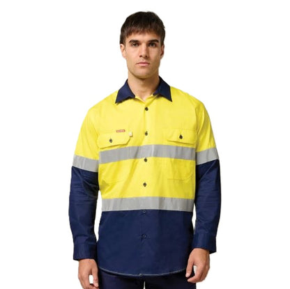 Hard Yakka Y07978 Koolgear HiVis 2-Tone Vented Long Sleeve Cotton Shirt