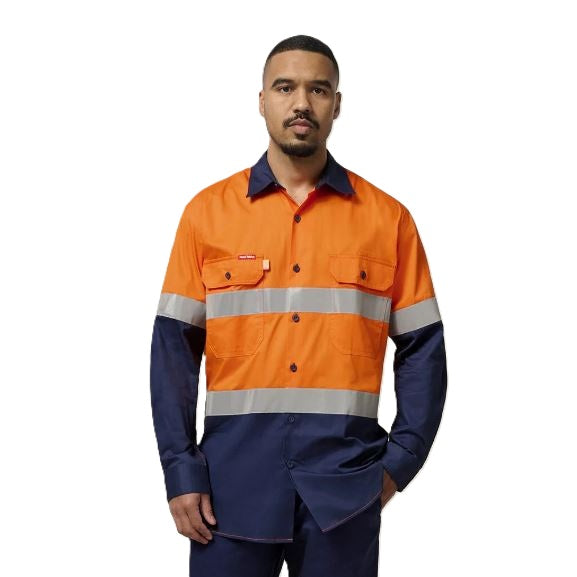 Hard Yakka Y07978 Koolgear HiVis 2-Tone Vented Long Sleeve Cotton Shirt