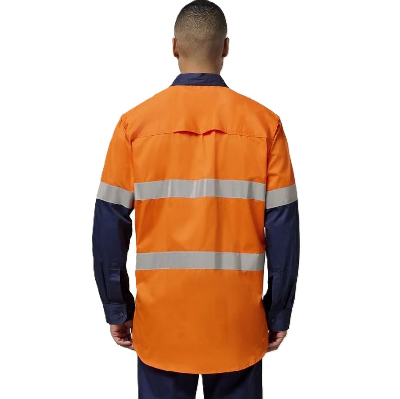 Hard Yakka Y07978 Koolgear HiVis 2-Tone Vented Long Sleeve Cotton Shirt