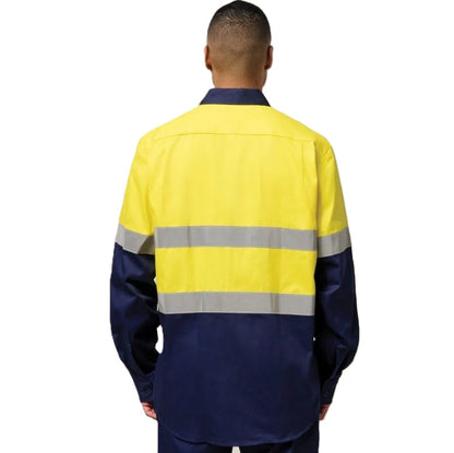 Hard Yakka Y07990 Mens HiVis Cotton Drill Shirt Taped Long Sleeve