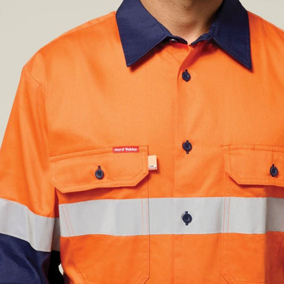 Hard Yakka Y07990 Mens Hi-Vis Cotton Drill Shirt Taped LS