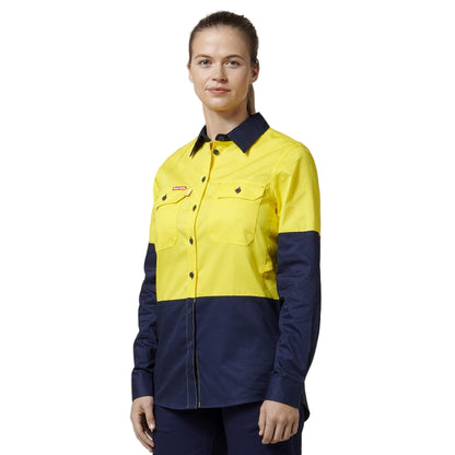Hard Yakka Y08225 Womens Koolgear HiVis Ventilated Long Sleeve Shirt