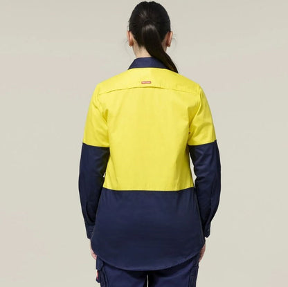 Hard Yakka Y08423 Womens Long Sleeve Hi Vis 2 Tone Vented Shirt