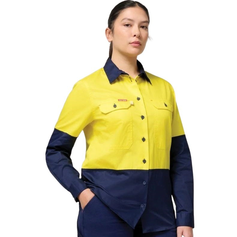 Hard Yakka Y08423 Womens Long Sleeve Hi Vis 2 Tone Vented Shirt