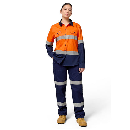 Hard Yakka Y08805 Core Womens HiVis Lightweight 2-Tone Taped Shirt