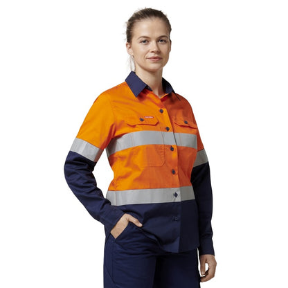 Hard Yakka Y08805 Core Womens HiVis Lightweight 2-Tone Taped Shirt