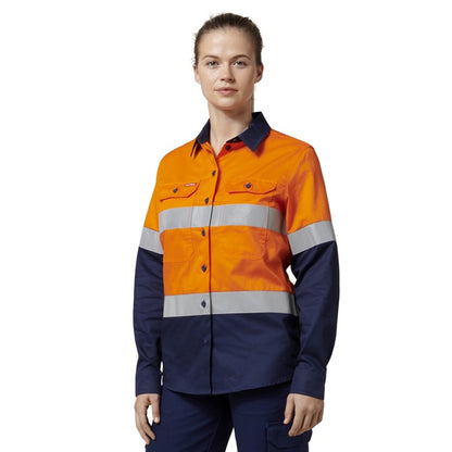 Hard Yakka Y08805 Core Womens HiVis Lightweight 2-Tone Taped Shirt