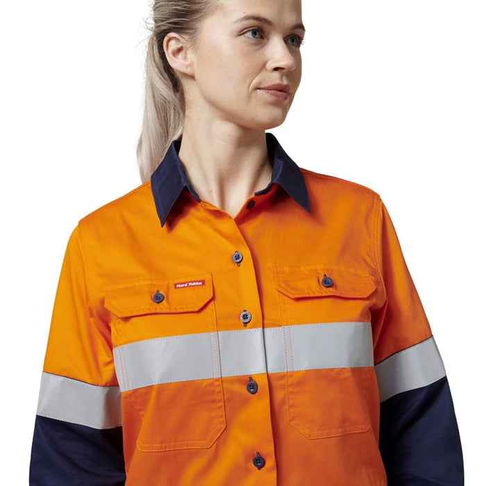 Hard Yakka Y08805 Core Womens HiVis Lightweight 2-Tone Taped Shirt