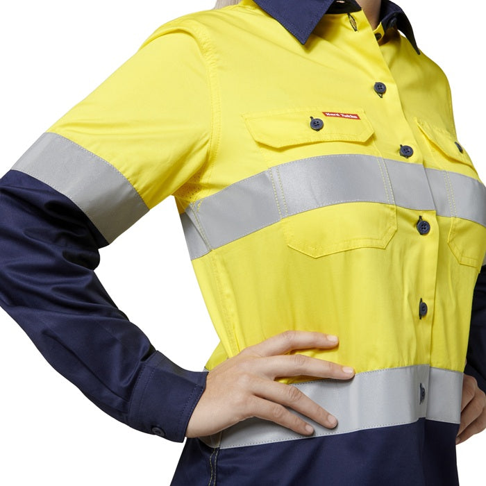 Hard Yakka Y08805 Core Womens HiVis Lightweight 2-Tone Taped Shirt