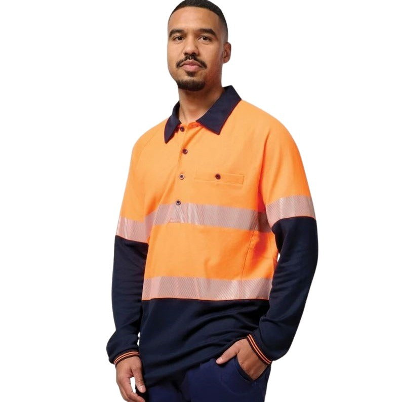 Hard Yakka Y11379 Koolgear HiVisibility 2-Tone Long Sleeve Ventilated Polo With Segmented Tape