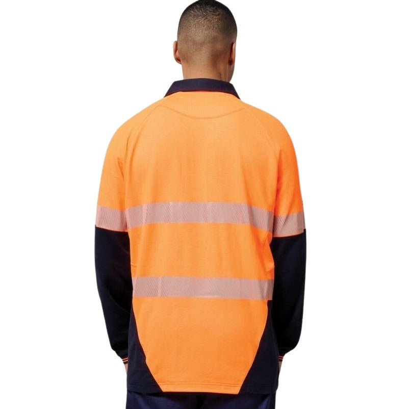 Hard Yakka Y11379 Koolgear HiVisibility 2-Tone Long Sleeve Ventilated Polo With Segmented Tape