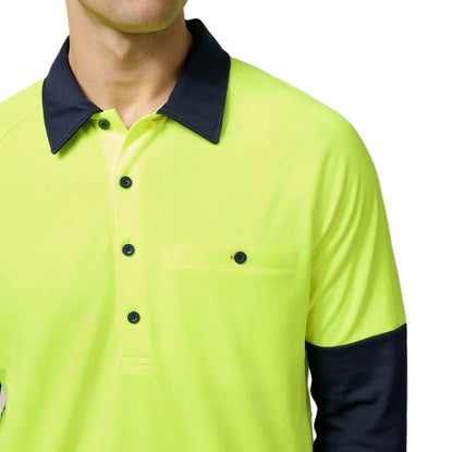 Hard Yakka Y11389 Koolgear HiVisibility 2-Tone Long Sleeve Ventilated Polo