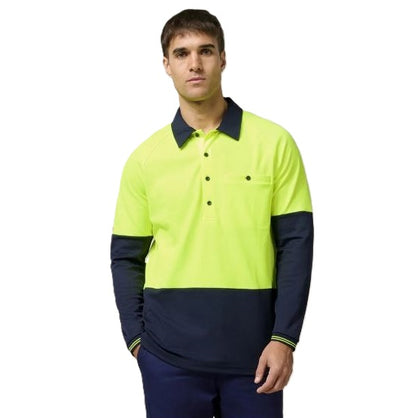 Hard Yakka Y11389 Koolgear HiVisibility 2-Tone Long Sleeve Ventilated Polo