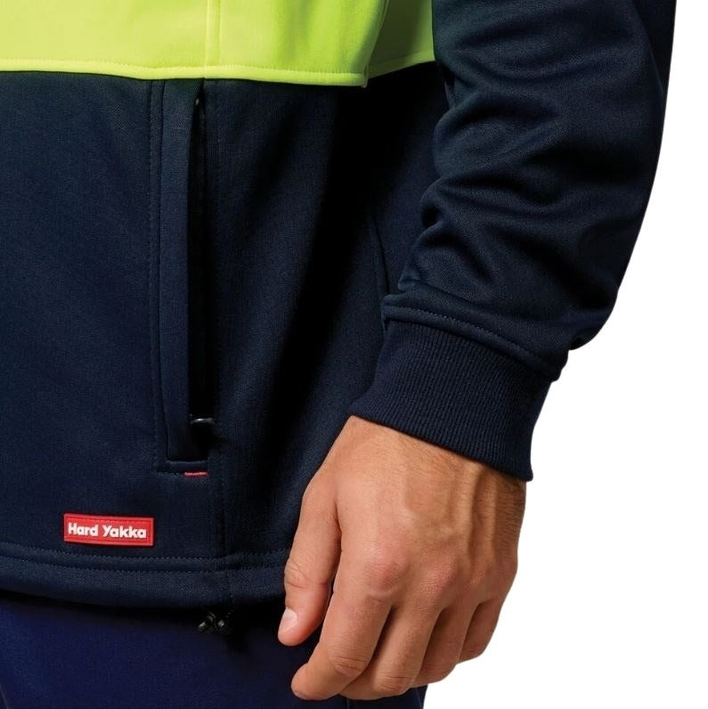 Hard Yakka Y19330 HiVis 2 Tone 1/4 Zip Brushed Fleece Jumper
