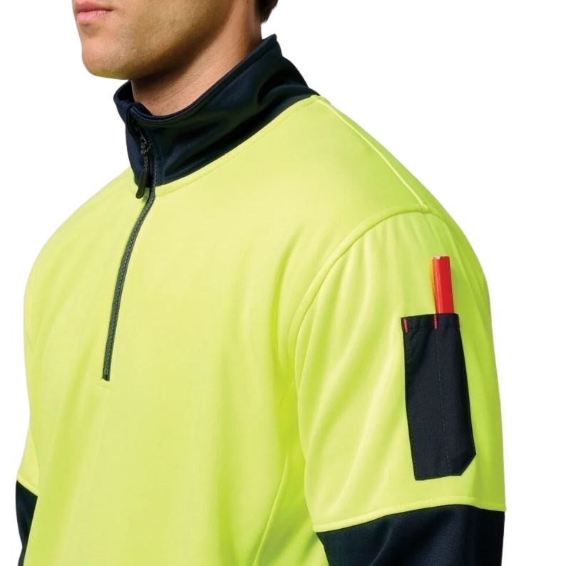 Hard Yakka Y19330 HiVis 2 Tone 1/4 Zip Brushed Fleece Jumper