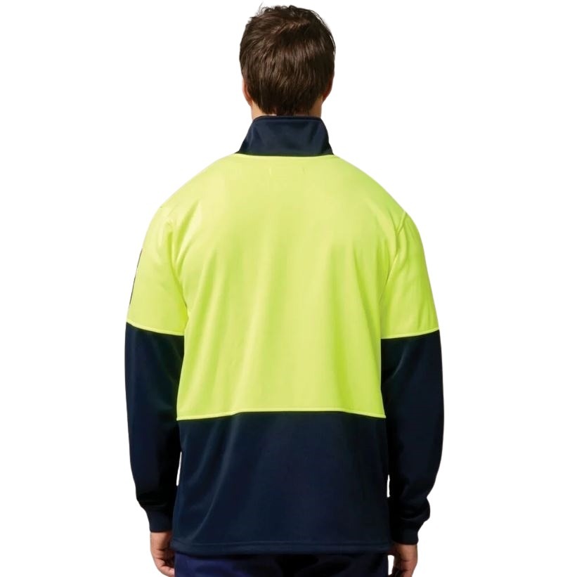 Hard Yakka Y19330 HiVis 2 Tone 1/4 Zip Brushed Fleece Jumper