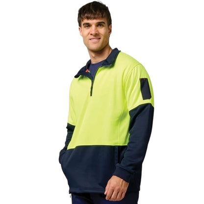 Hard Yakka Y19330 HiVis 2 Tone 1/4 Zip Brushed Fleece Jumper