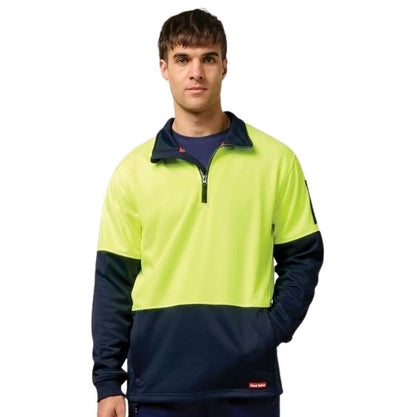 Hard Yakka Y19330 HiVis 2 Tone 1/4 Zip Brushed Fleece Jumper