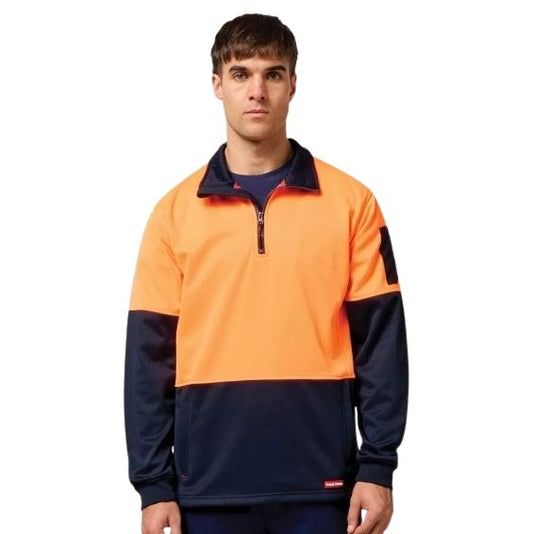 Hard Yakka Y19330 Hivis 2-Tone 1/4 Zip Brushed Fleece Jumper