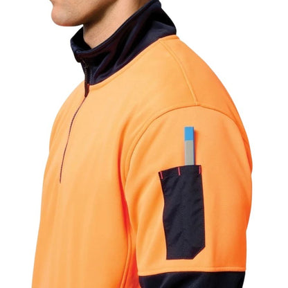 Hard Yakka Y19330 HiVis 2 Tone 1/4 Zip Brushed Fleece Jumper