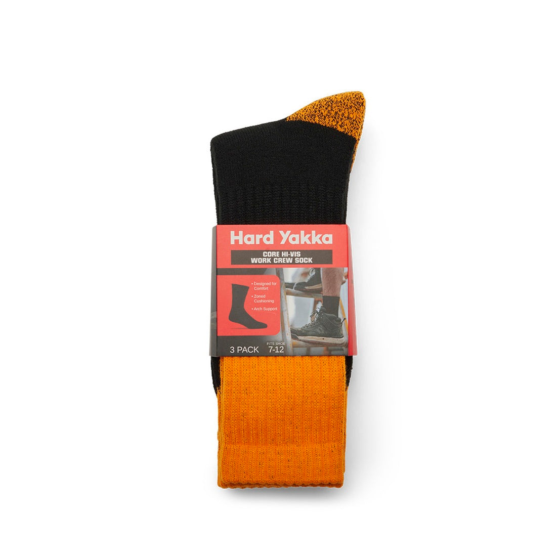 Hard Yakka Y20014 Core Hi Vis Work Crew Sock 3PK