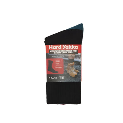 Hard Yakka Y20016 Womens Core Bamboo Rich Padded Crew Sock 3PK