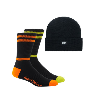Hard Yakka Y20110 2 Pack Sock Beanie Bundle Pack