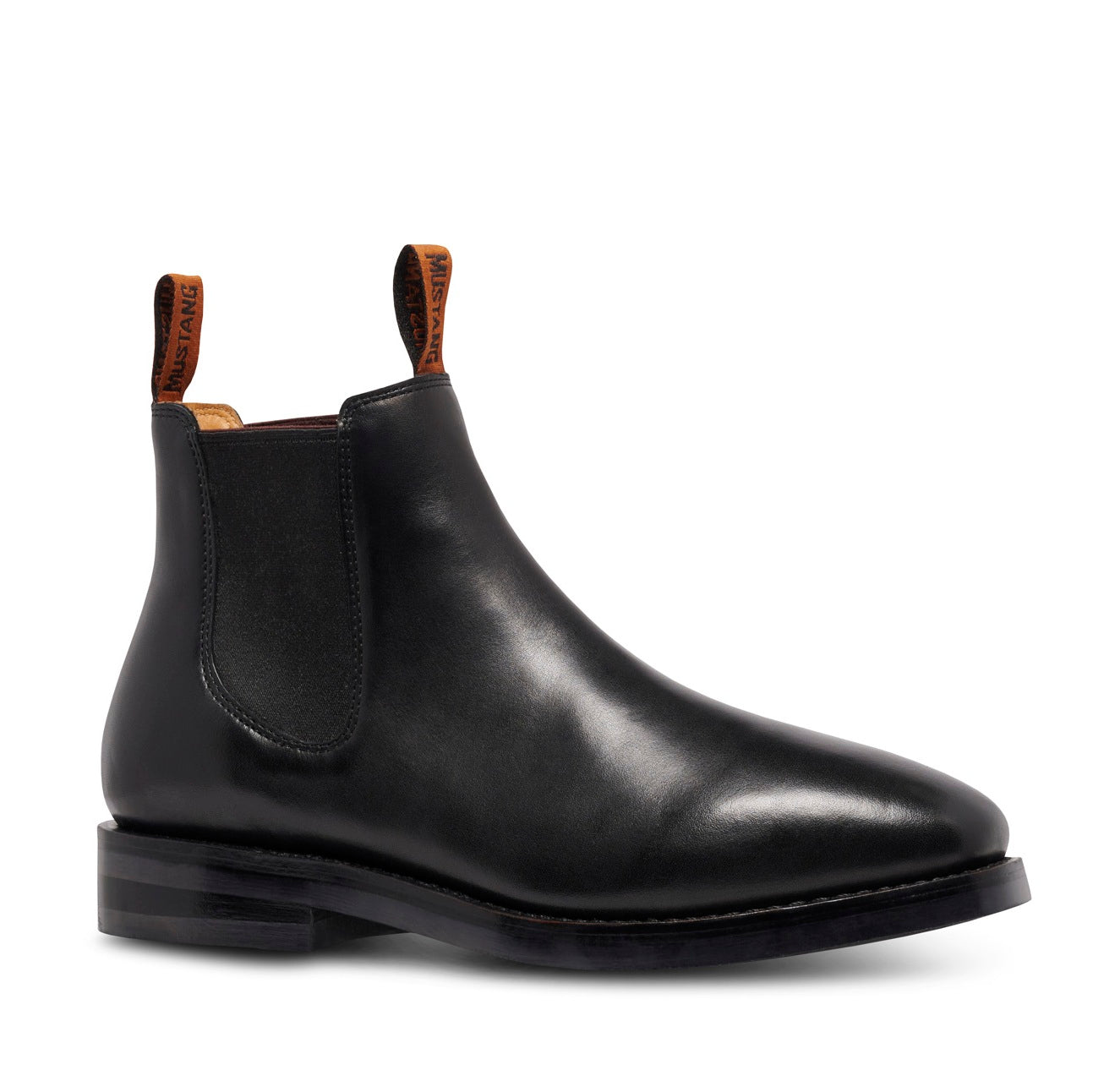 Black Mustang Signature Y61061 Mens Pull Up Leather Non Safety Boot