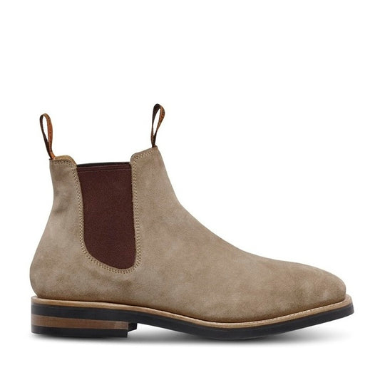 Beige suede Chelsea Mustang Signature Y61063 Mens Pull Up Leather Non Safety Boot